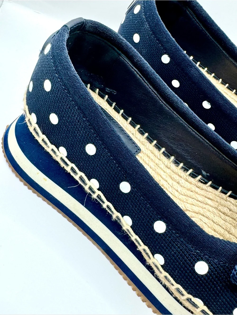 Tory Burch Navy Polka Dot Espadrille Sneakers